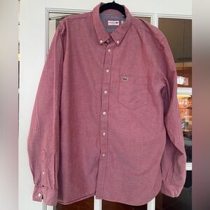 Lacoste Men's Casual Burgundy Button-Down Shirt